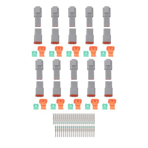 DURAFORCE 2 Pin Connector 10 Sets DT04-2P DT06-2S with Solid Contacts 14-20AWG
