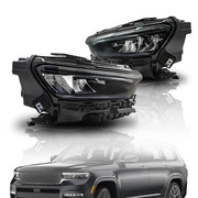 DURAFORCE For Grand Cherokee 2021-2024 (w/o Animation & Leveling) Pair Headlamps LED Black