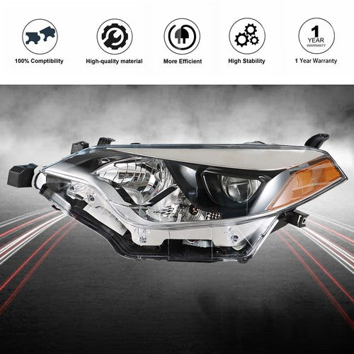 DURAFORCE Headlight For Toyota Corolla 2014-2016 Headlamps Driver/Left Side Clear Housing