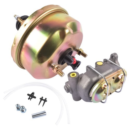 DURAFORCE 7" Zinc Street Rod Rat Rod Power Brake Booster w/ Bail Top Master Cylinder Kit