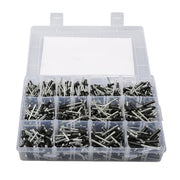DURAFORCE 500pcs Aluminum Rivet Kit 14 Sizes Assorted Blind Rivets Storage Case DIY Use