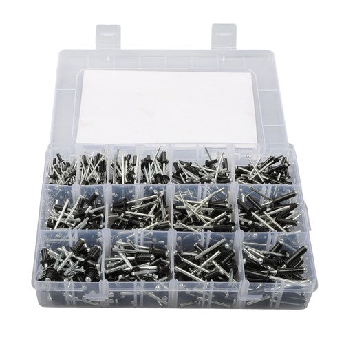 DURAFORCE 500pcs Aluminum Rivet Kit 14 Sizes Assorted Blind Rivets Storage Case DIY Use