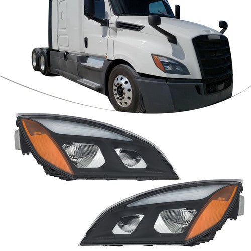 DURAFORCE For Freightliner Cascadia Full LED Black Housing Headlights Headlamps 2018-2023