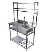 DURAFORCE 39.4in Stainless Steel Utility Sink Set Left Platform Commercial Sink w/ Shelves