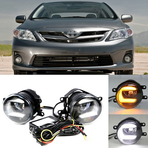 DURAFORCE Bumper LED Fog Lights Lamps Turn Signal Pair for 2011-2013 for Toyota Corolla