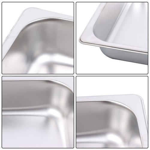 DURAFORCE 6 Pack 2.5 Inch Deep Full Size Restaurant Steam Table Pans Without Lid
