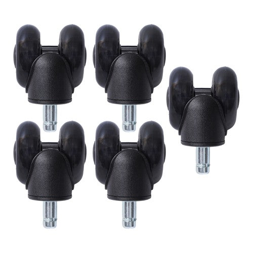 DURAFORCE 5-piece set 2" Office Chair Rubber Caster Swivel Wheels Black, 360° steering