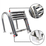 DURAFORCE New Stainless Steel Telescoping Boat Ladder 4 Step Foldable Hand armrest