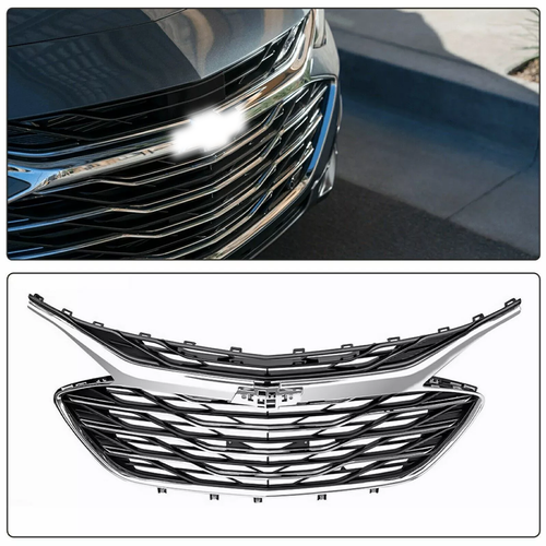 DURAFORCE For 2019-2023 Chevrolet Malibu Front Bumper Upper Lower Grille Black Chrome 3PCS