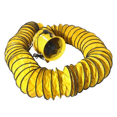 DURAFORCE 12 in 2300cfm Heavy Duty industrial blower with 25-Foot flexible PVC Hoses