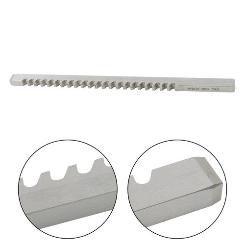 DURAFORCE 3/8" C 3/8" x 11-3/4" HSS Standard Keyway Broach With Shim LOC: 25/46"-2-1/2" US