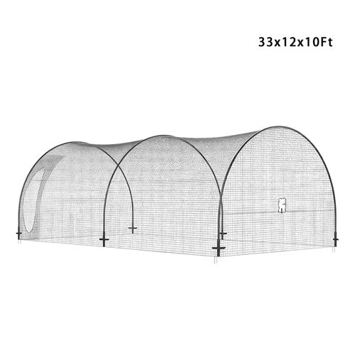 DURAFORCE 33x12x10 FT Softball Baseball Batting Cage Net With Shock-absorbing Rope & Rod