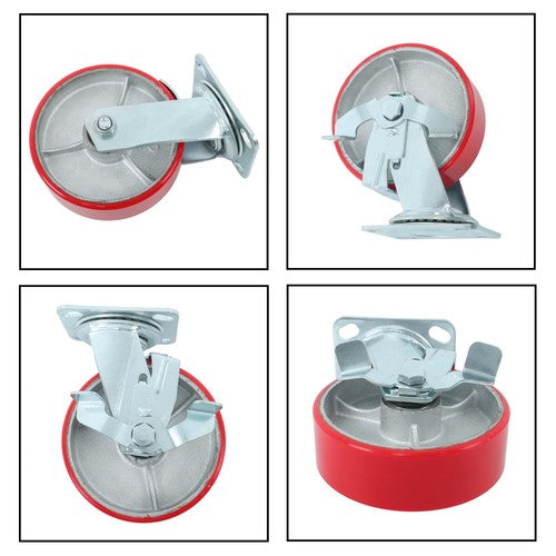 DURAFORCE 1 Pack 6" Casters Heavy Duty Industrial Caster Wheels Polyurethane Swivel Caster