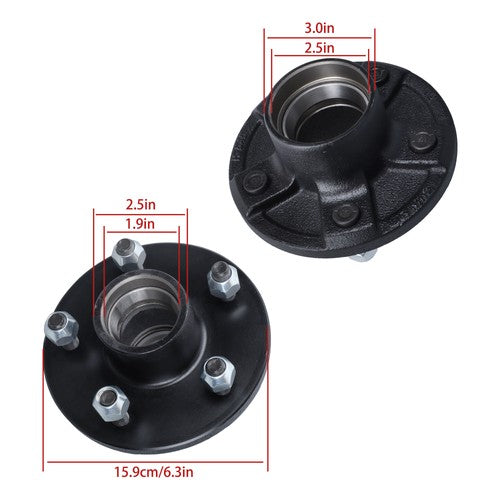 DURAFORCE 2- 5x4.75 Idler Hubs Fits 3500 lbs.#84 Bearing Kits Replace Trailer Axle