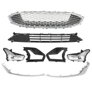 DURAFORCE Front Upper + Lower Grill w/ Fog Lights + Chrome Trim For Ford Fusion 2019-2020
