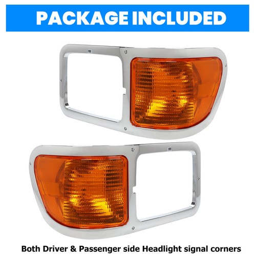 Fit For 00-15 Ford F650 F750 Pair Headlight Bezel Trim Driver Passenger With Bulbs