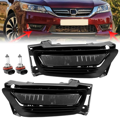 DURAFORCE Fit for 2013 2014 2015 Honda Accord Sedan Smoke Front Bumper Fog Lights Bulbs