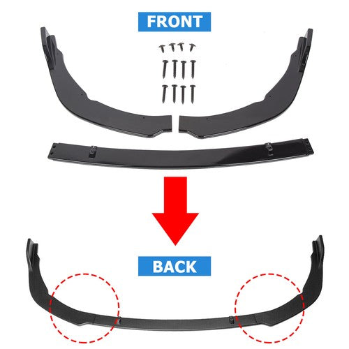 Front Bumper Lip Fit 2018-2020 Toyota Camry SE XSE Glossy Black