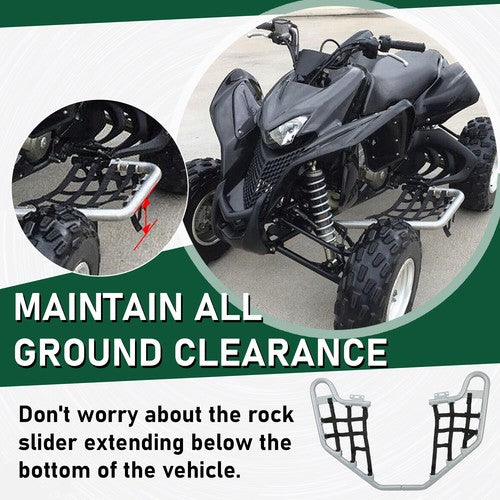 DURAFORCE For Honda TRX 700XX 08-09 Pair Foot Rest Aluminium Silver Nerf Bars W/Black Nets