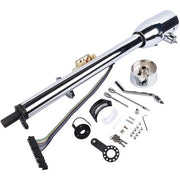 DURAFORCE 30" Chrome Tilt Auto Steering Column w/ 9 Hole Wheel Adapter Key Stainless Steel