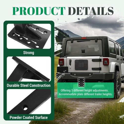 DURAFORCE 3 Position Adjustable Hitch Mount Plate 20000LBS For 2" Receiver Hitch Universal