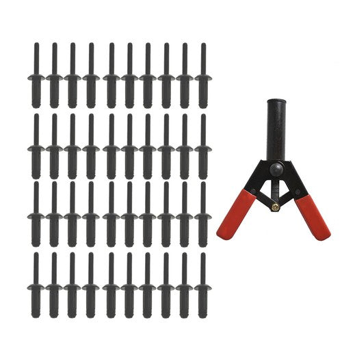 DURAFORCE 41Pcs Plastic Poly Rivet Gun Quick Set Riveting Hand Tool W/ 40 Poly Rivets USA