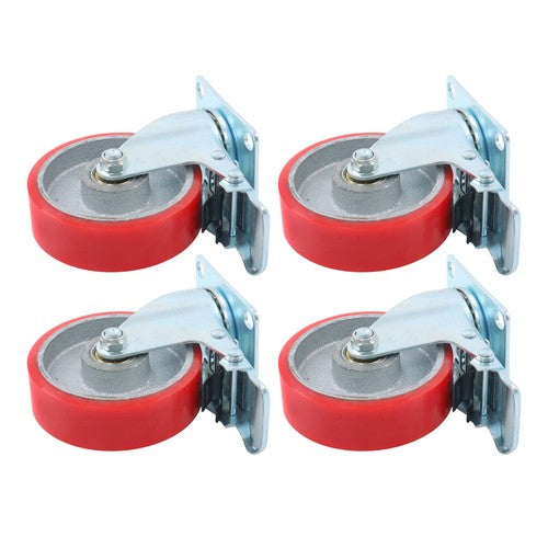 DURAFORCE 4 Inch Heavy Duty Casters, Swivel Caster Wheels with Brake, Polyurethane