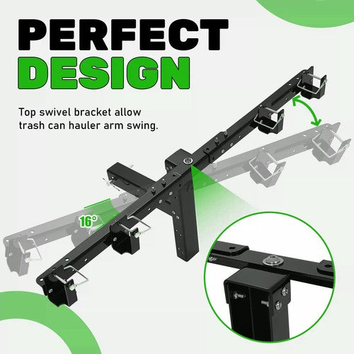 DURAFORCE Dual Can Garbage Hauling Hitch 2"" Receiver For Cars/Truck/Golf Carts/ATV/UTV