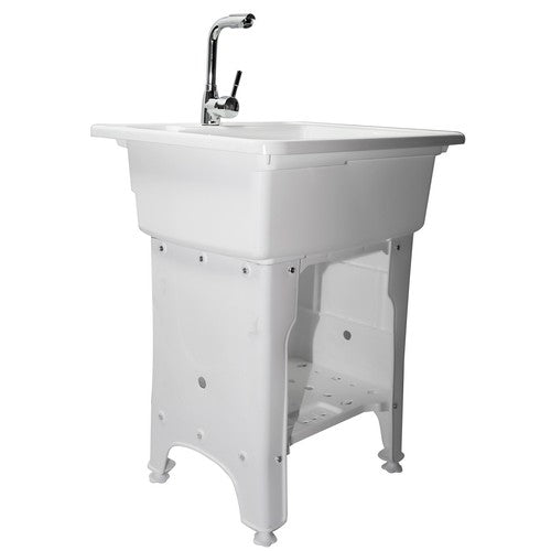 DURAFORCE 65 Freestanding Sink Commercial Laundry & Utility Room Sinks with Faucet White