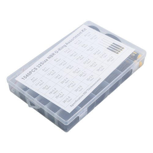 DURAFORCE 32 Size 1540 Pcs Rubber O Rings Assortment Kit with Pick and Hook Set 4mm-50mm
