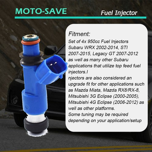 DURAFORCE 4x Dark Blue 560cc Fuel Injector For Subaru WRX / STI 16611-AA720 2.5L