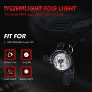 DURAFORCE Fog Light Assembly for 2007 2008 2009 for Honda CRV Switch Wiring Kit Clear