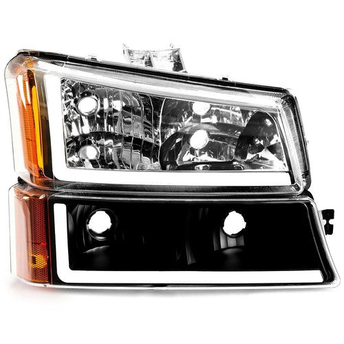 DURAFORCE FOR CHEVY SILVERADO AVALANCHE 03-07 LED DRL HEADLIGHT BUMPER LAMPS CHROME/BLACK