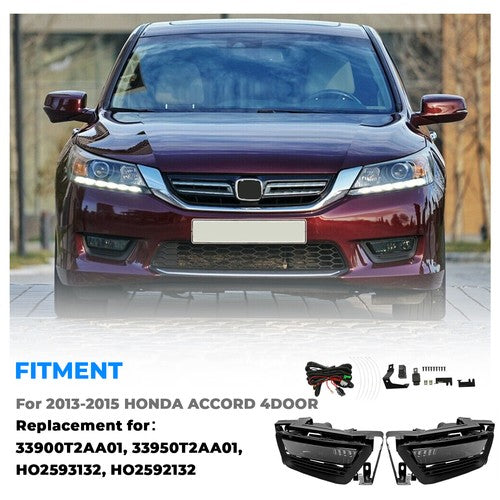 Fit for 2013 2014 2015 Honda Accord Sedan Smoke Front Bumper Fog Lights Bulbs