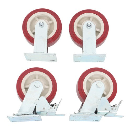 DURAFORCE Four 6" red industrial casters 2 with brakes 2 without brakes