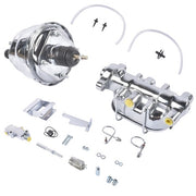 DURAFORCE 7Inch Chrome Power Brake Booster Master Cylinder Disc Drum Kit for Bel Air 55-57