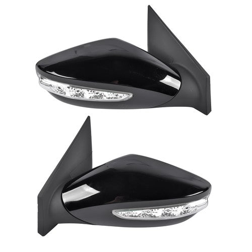 DURAFORCE 2Pcs Black Power Mirrors with Turn Signal Heated for Hyundai Sonata 2011-2014