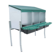 DURAFORCE For Chicken Nest Box Green Chicken Nesting Box With Metal Legs Roll Away 3 Holes