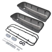 DURAFORCE 3-11/16" Tall Finned Valve Covers Black for Chevy BBC 396 402 454 502 1965-1995