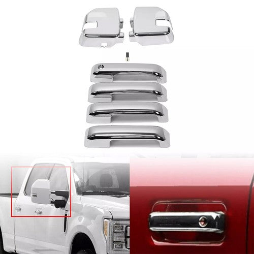 DURAFORCE Full Chrome Mirror Handle Cover for Ford F250 F350 450 550 Super Duty 2017-2022