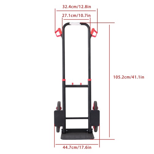 DURAFORCE W/ 6 TPR Wheels Stair Climbing Hand Truck Capacity:440lbs Telescoping Handle