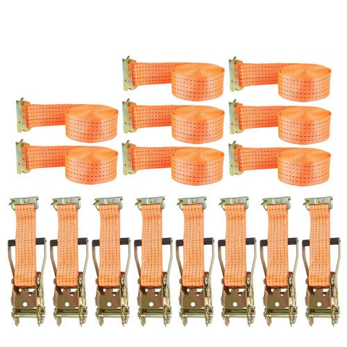 DURAFORCE 8 Set E-Track Ratchet Straps 2" x15' 4400LB Tie Down USA