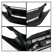 DURAFORCE Front Bumper Glossy Black Grille Grill for 2019-21 Honda Civic Sedan Matte Mesh
