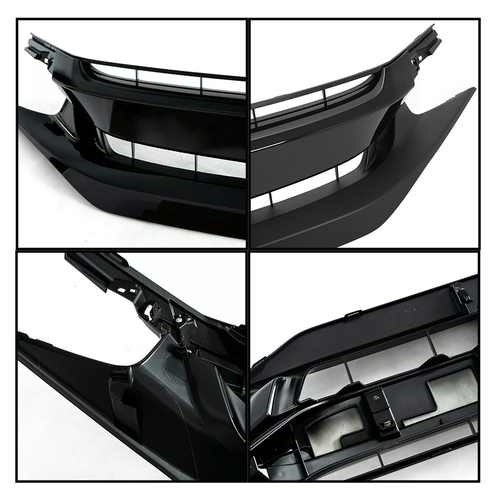 DURAFORCE Front Bumper Glossy Black Grille Grill for 2019-21 Honda Civic Sedan Matte Mesh