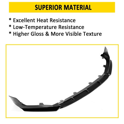 Front Bumper Lip Spoiler Splitter for 18-20 Honda Accord Sport Glossy Black