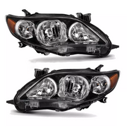 DURAFORCE Headlights Headlamp Pair Black Housing for 2011-2013 for Toyota Corolla LE XLE