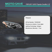 DURAFORCE For Toyota Corolla L LE Eco 2017-2019 Headlight Replacement Halogen Clear Lens R