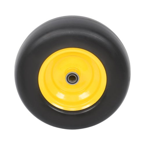 DURAFORCE 2Pcs 13x5.00-6 Flat Free Lawn Mower Tire And Wheel Solid Smooth Tread Yellow Rim