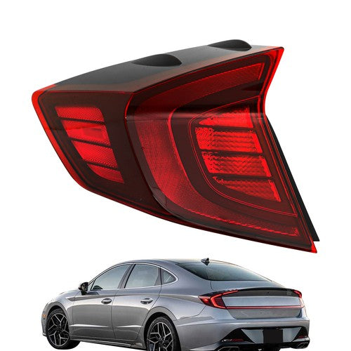 DURAFORCE Red Tail Light For Hyundai Sonata 2020-2022 Outer Lamp LH/Driver LED Rear Chrome