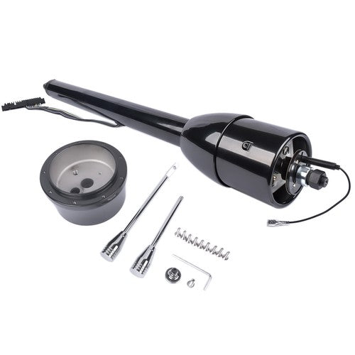 DURAFORCE Manual Column Floor Shift Tilt Steering Column w/ Wheel Adapter No Key Black 32"